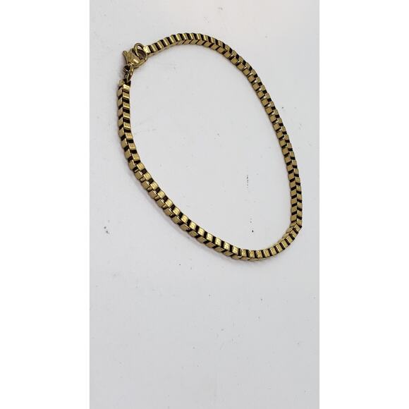 Gold Electroplate on Stainless Steel Box Chain Bracelet 8" Big Size - Picture 7 of 11